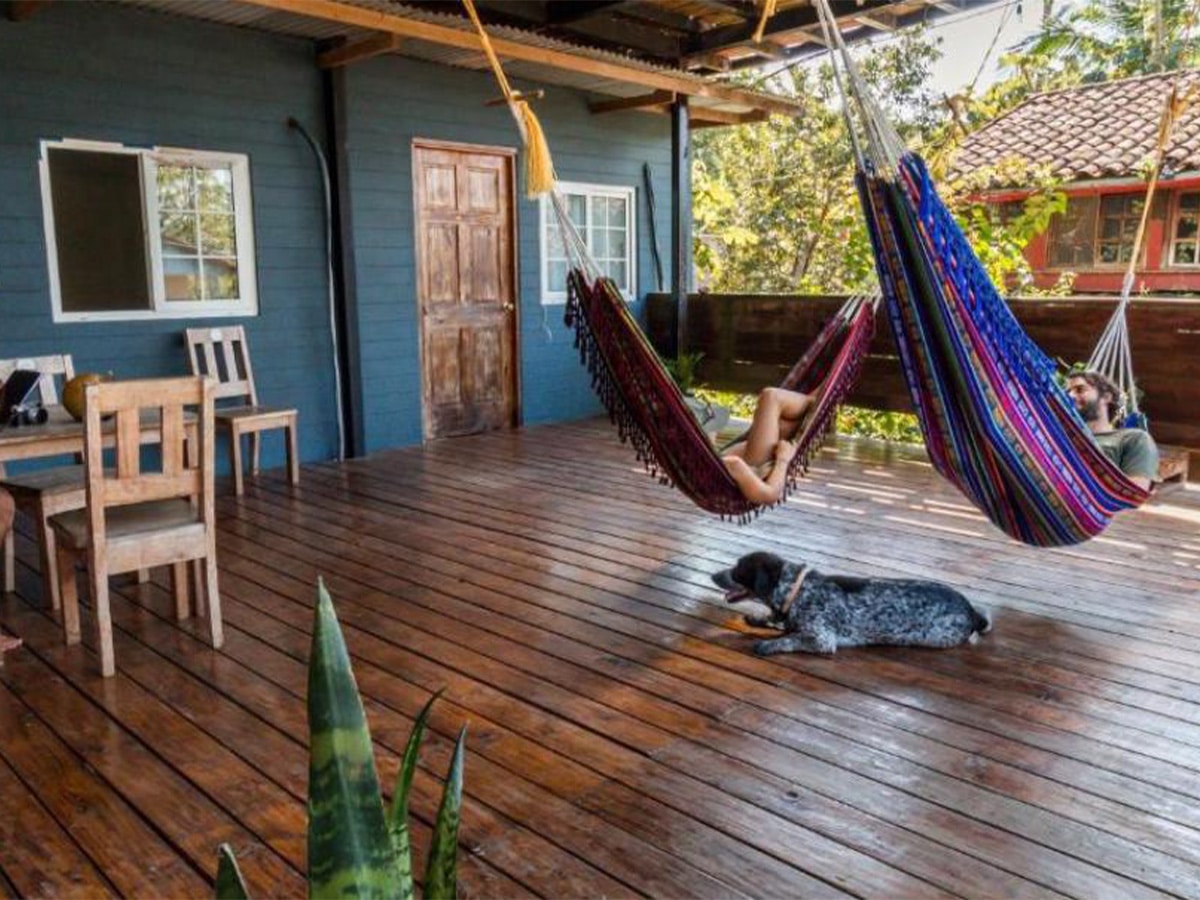 Hammock swings on the terrace