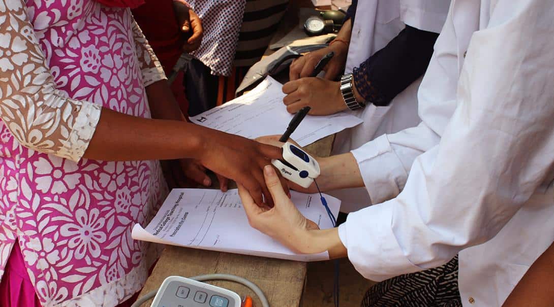 Students performing health checks in Nepal