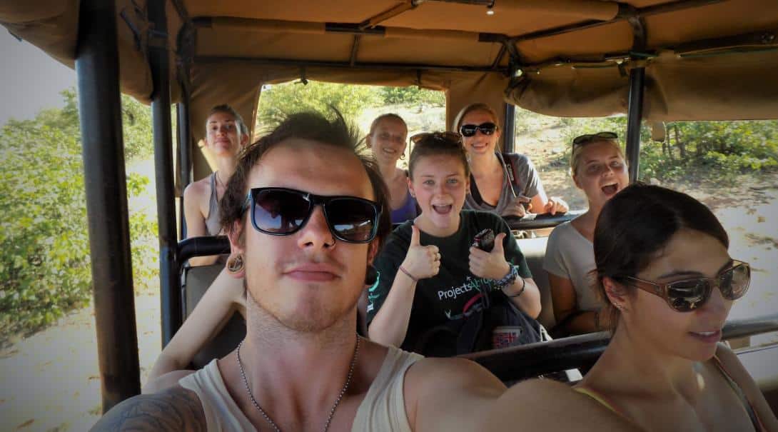 Conservation volunteers on a safari tour in Botswana