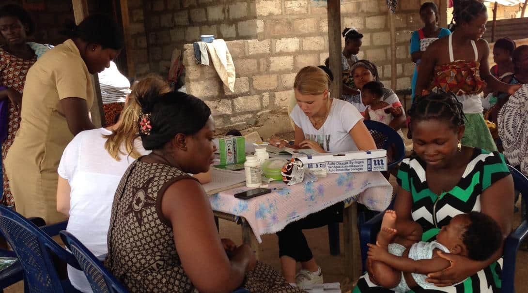 Midwifery students on a medical outreach in Ghana