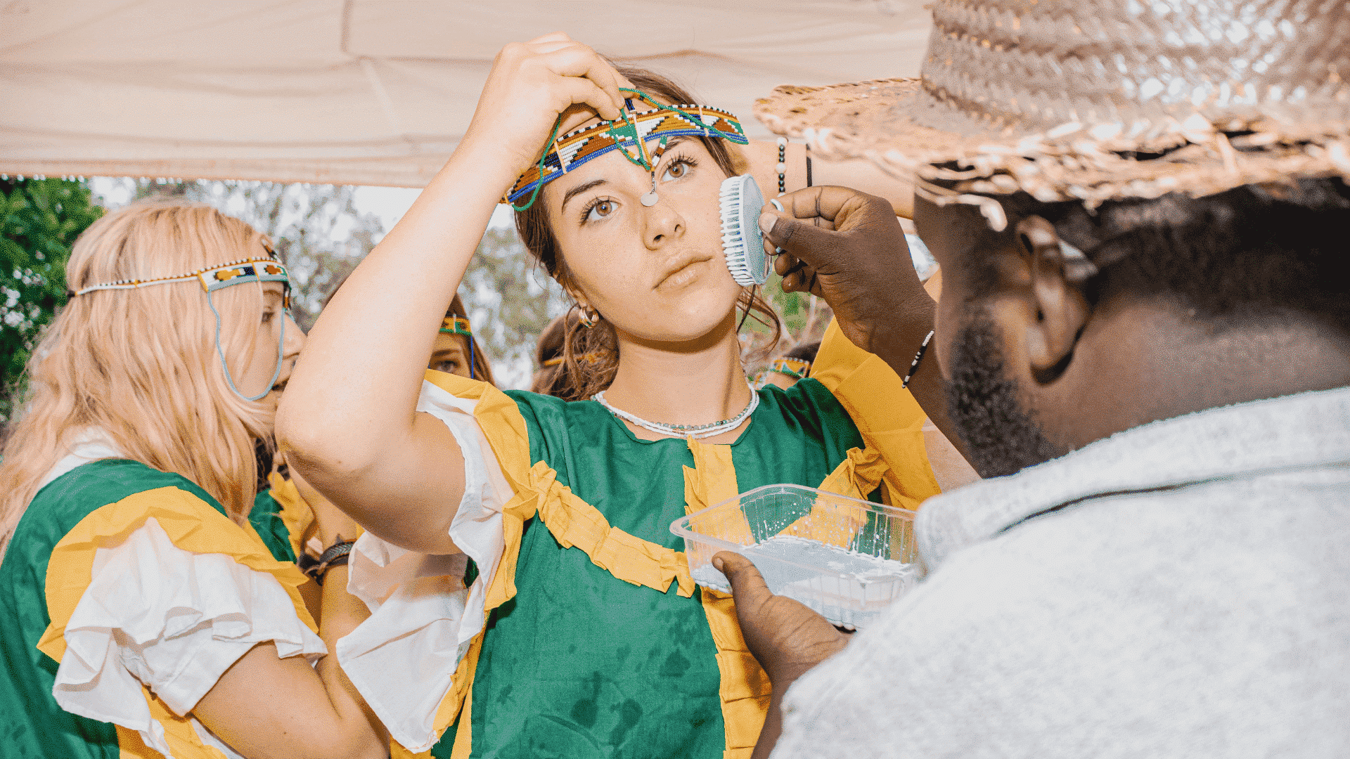 Projects Abroad volunteers get ready to take part in a traditional Kenyan event