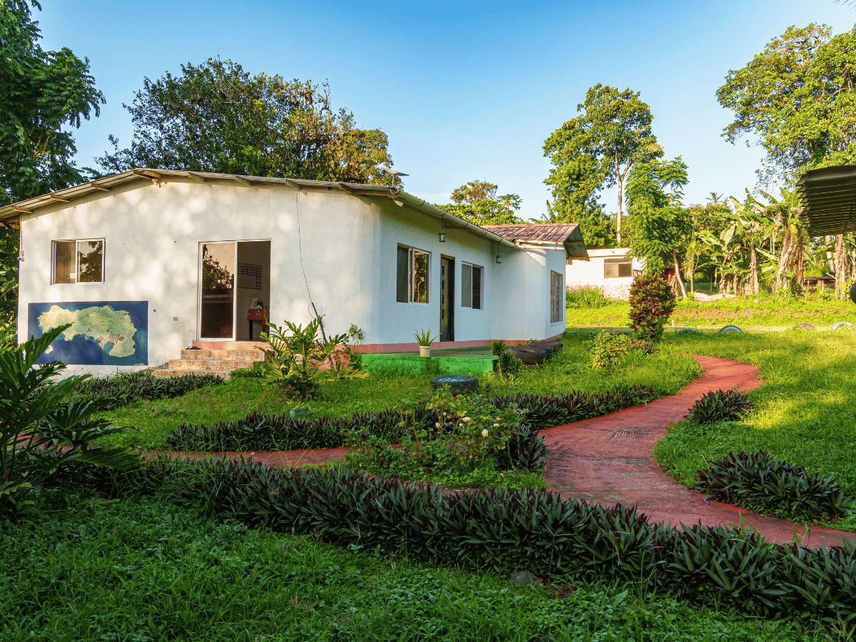 Exterior of shared lodge accommodation in the Galapagos Islands