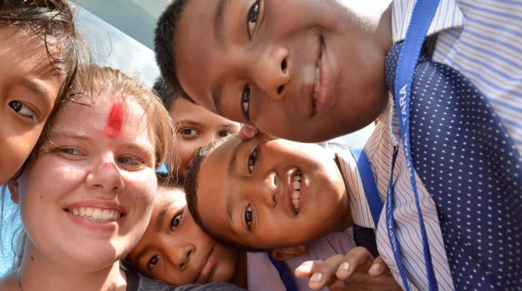 Playing with children in Nepal